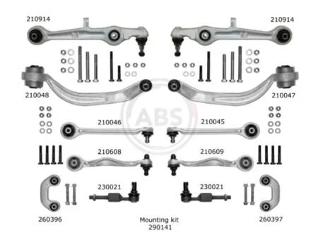 К-кт рычагов перед.подвески Audi A4 (с тонким пальцем.) A.B.S. 219901