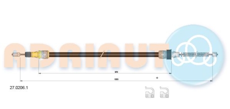 SMART трос ручного гальма 1035/870+1035/870 мм ROADSTER 03- ADRIAUTO 27.0206.1