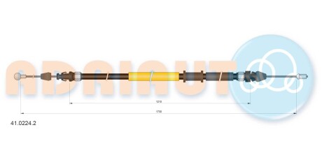 RENAULT трос ручного гальма задн. прав./лів. Master 2,3 10- (1730mm) ADRIAUTO 41.0224.2