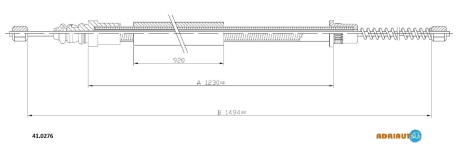 RENAULT трос ручного гальма лів/прав R21 86- ADRIAUTO 41.0276 (фото 1)
