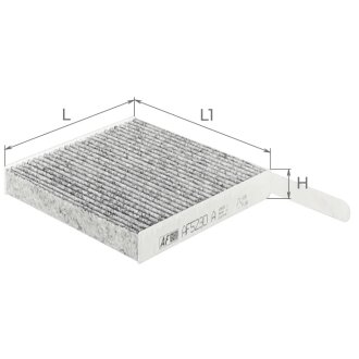 Фільтр салону Renault Clio 05-14/Duster 10-18/Logan 04-/Nissan Micra 03-10/Note 06-13 (вугільний) (без кришки) ALPHA FILTER AF5230A