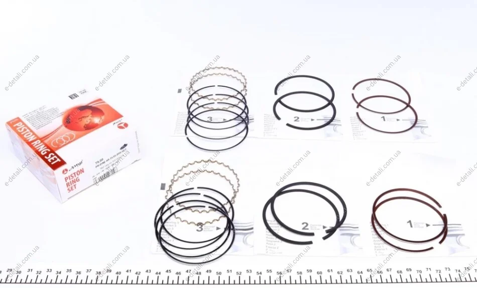 Кільця поршневі Daewoo Nexia 1.6 16V 86-05 (79.00mm/STD) (1.2x1.5x3,0) (к-кт 4 циліндра) AMP PR-DAE-49-3538-000-SET (фото 1)