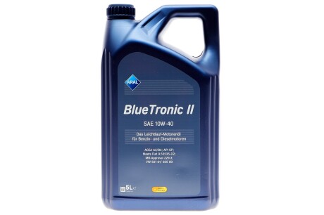 Масло 10W40 Blue Tronic II (5L) (ACEA A3/B4; API SP) (VW 505 00/VW 501 01/MB 229.3) ARAL AR-15F471