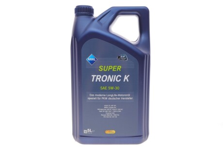 Олива 5W30 Super Tronic K (5L) (VW504 00/507 00/MB229.51/229.31/229.52/BMW LL-04/RN0700/RN0710) ARAL AR-15F477
