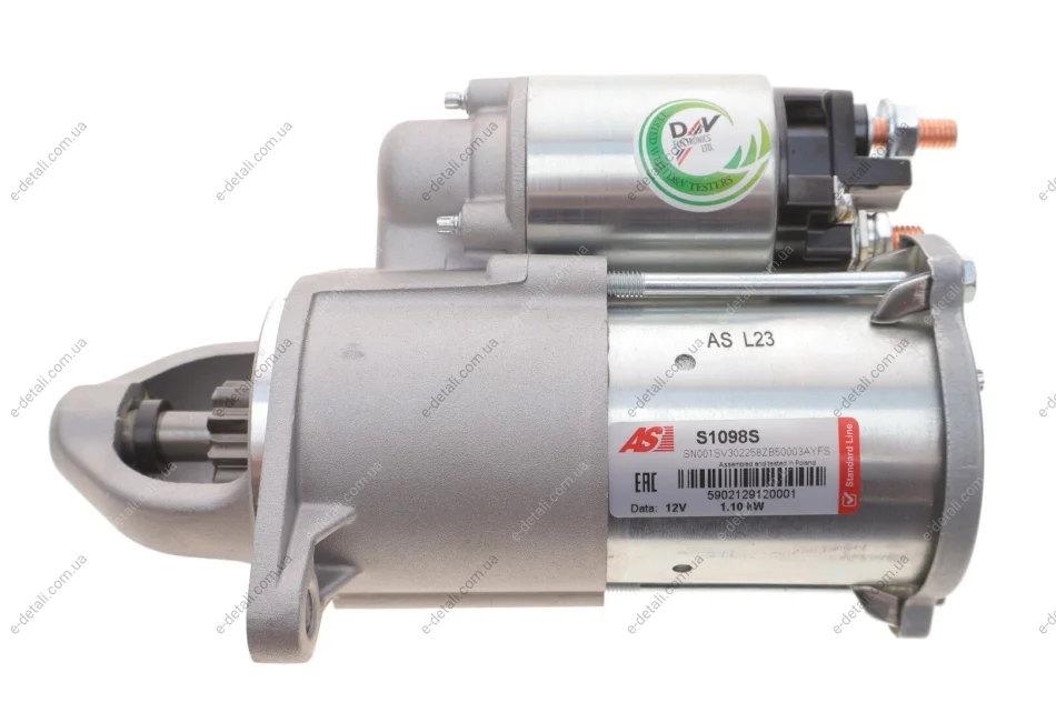 Стартер Opel Astra G/H/J/Combo/Insignia A 1.4-1.8 02- (12V/1.1kw) (z=9) AS S1098S (фото 1)