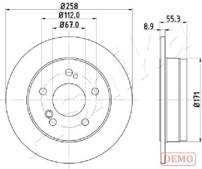 Диск гальмівний ASHIKA 61-00-0504C