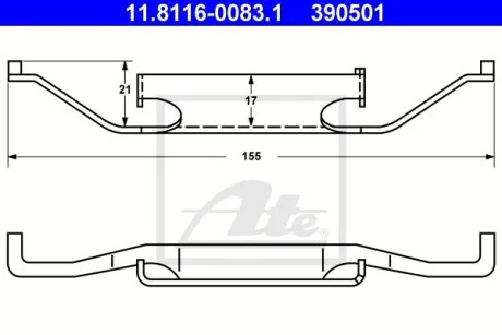Планка суппорта (переднего) прижимная (к-кт) BMW 3 (E46)/5 /7 (E32) -05/X3 (E83) 03-12 (Ate-Teves) ATE 11811600831