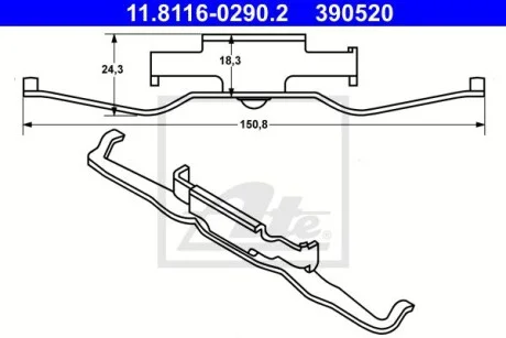 Планка суппорта (переднего) прижимная BMW 5 (E39)/7 (E38)/X5 (E53) 2.0-4.4 94-11 (к-кт) M47/M52/M54 ATE 11811602902