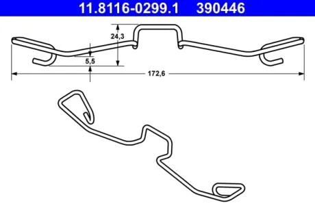 Планка суппорта (переднего) прижимная (к-кт) Audi A6 97-05 (Ate) ATE 11811602991