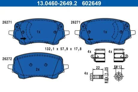 Тормозные колодки, дисковые ATE 13046026492
