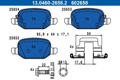 Тормозные колодки, дисковые ATE 13.0460-2658.2