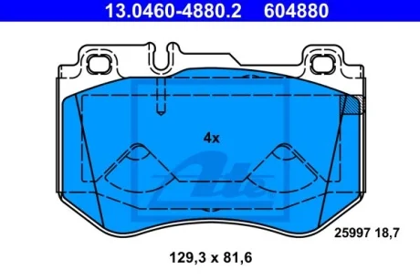 Колодки тормозные (передние) MB C-class (W205) 14- ATE 13.0460-4880.2