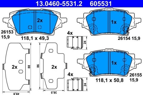 Гальмівні колодки, дискові ATE 13.0460-5531.2