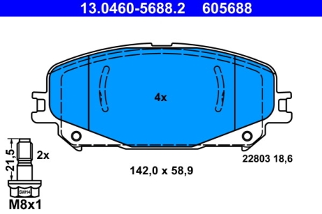 Гальмівні колодки, дискові ATE 13046056882 (фото 1)