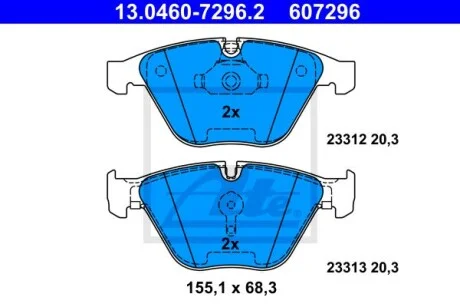 Колодки тормозные (передние) BMW 5 (E60)/6 (E64)/7 (E65) 01-10 (Ate) ATE 13.0460-7296.2