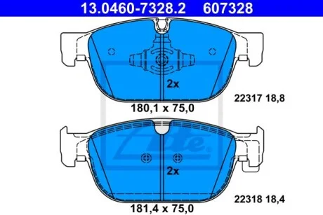 Колодки гальмівні (передні) Volvo S60/S90/V60/V90/XC40/XC60/XC90 15- (Ate) ATE 13046073282