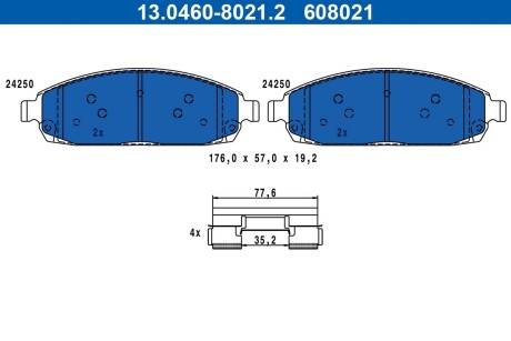 Гальмівні колодки, дискові ATE 13.0460-8021.2