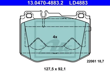 Колодки тормозные (передние) MB C-class (W205)/E-class (W213) 14- (Brembo) Ceramic ATE 13.0470-4883.2