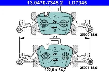 Колодки гальмівні (передні) BMW 3 (G20/G80) 18-/X5 (G05/F95) 18-/7 (G11/G12) 15- (Ate) Ceramic ATE 13047073452