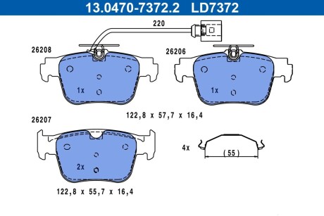 Гальмівні колодки, дискові ATE 13.0470-7372.2