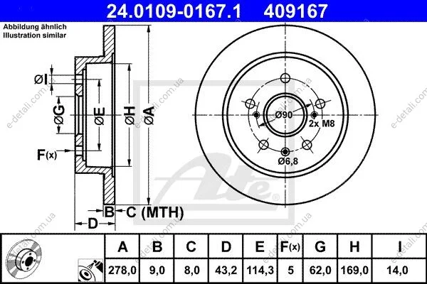 Диск тормозной ATE 24010901671 (фото 1)