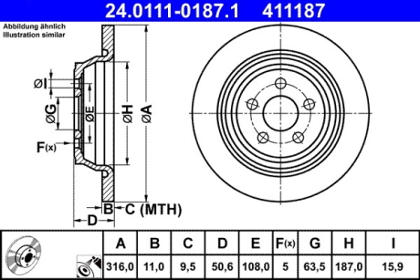 Тормозной диск ATE 24011101871 (фото 1)