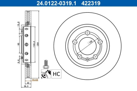 Гальмівний диск ATE 24.0122-0319.1