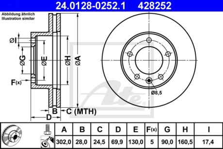 Тормозной диск ATE 24.0128-0252.1 (фото 1)