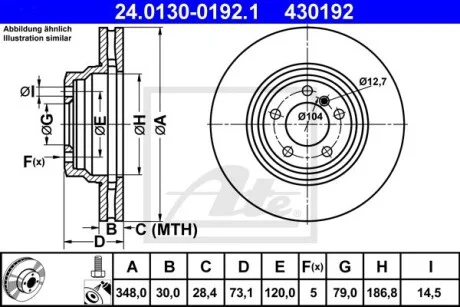 Диск тормозной (передний) BMW 3 (E90-E92)/ X1 (E84) 2.0-3.0 04-15 (348x30) M57/N52/N53/N55/N57 ATE 24013001921