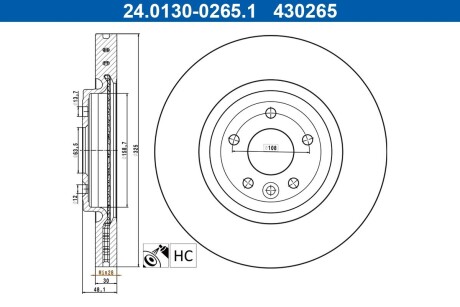 Гальмівний диск ATE 24.0130-0265.1