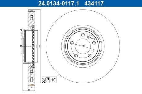 Гальмівний диск ATE 24.0134-0117.1