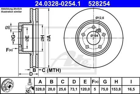 Диск тормозной (передний) BMW X3 (F25)/X4 (F26) 10- (328x28) B47/N20/N47/N57 PowerDisc ATE 24032802541