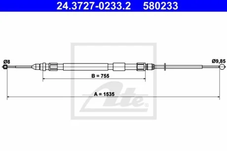 Трос ручника BMW 3 (E90) 04-11 (1535/755mm) ATE 24372702332