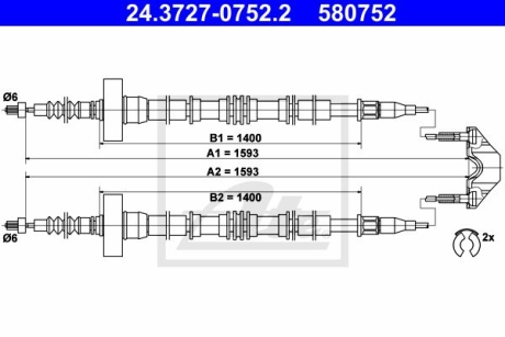 Трос остановочных тормозов ATE 24372707522 (фото 1)