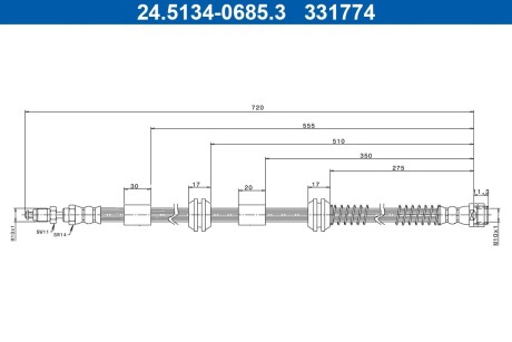 Гальмівний шланг ATE 24.5134-0685.3