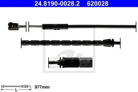 Датчик зносу гальмівних колодок (задніх) BMW X5 (E70)/X6 (E71/E72) 07- (L=977mm) ATE 24819000282
