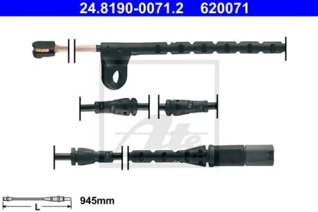 Датчик зносу гальмівних колодок (передніх) BMW X5 (E70/F715,F85)/ X6(E71,E72/F16,F86) 06- (L=945mm) ATE 24819000712