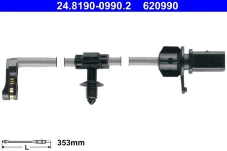 Датчик зносу гальмівних колодок (задніх) Audi A6/A7/E-tron/Q5 16- (L=353mm) ATE 24819009902