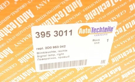 Поворот передній VW LT 96-06 (R) (жовтий) (без патрона) (9530.11) AUTOTECHTEILE 395 3011