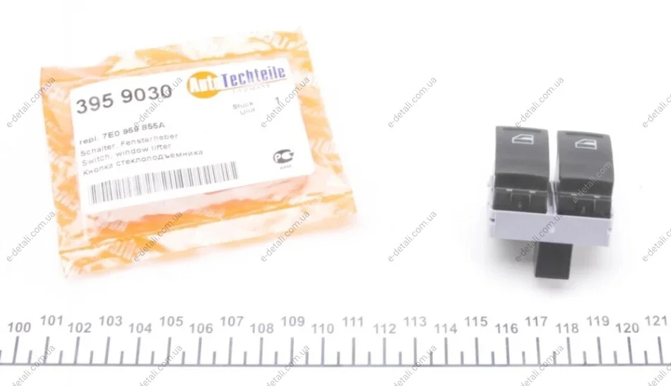Кнопка склопідіймача (L) VW T5 03- (подвійна) AUTOTECHTEILE 395 9030 (фото 1)