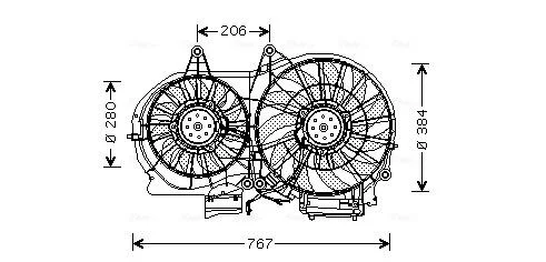 AVA AUDI Вентилятор радіатора (з дифузором) A4 B6 00-, A4 B7 04-, SEAT AVA COOLING AI7506 (фото 1)