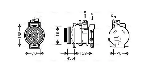 Компресор кондиціонера AUDI A4 B6 (2001) A4 2.5 TDI (вир-во AVA) AVA COOLING AIAK227 (фото 1)