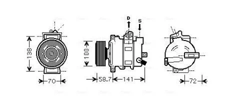 Компрессор кондиционера Audi A4 B6, B7, B8 (01-), A5 (08-), A6 C6, C7 (04-), Q5 AVA COOLING AIAK279