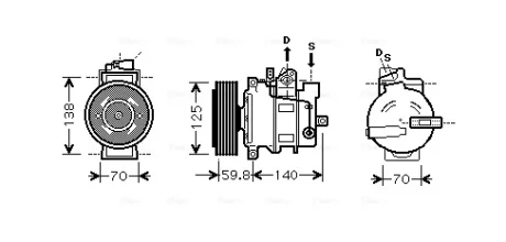 Компресор кондиціонера Audi A4 B7 (04-), A6 C6 (04-), Q7 (10-) 3.0TFSi, 3.2FSi, 2.0TDi  AVA AVA COOLING AIAK295