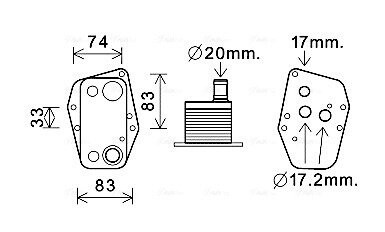 AVA BMW Оливний радіатор 1 E87, 3 E46/90, 5 E60, X3 E83 2.0d AVA COOLING BW3555