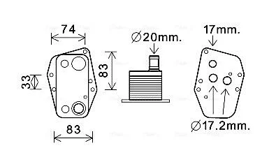 Радиатор масляный BMW 3 E46, E90 (98-), 5 E39, E60 (96-), X3 E83 (04-) 2.0D (BW3 AVA COOLING BW3555