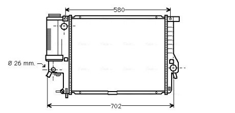 Радиатор охлаждения двигателя BMW 5 E39 (96-03) 2.0i, 2.5i, 2.8i AVA COOLING BWA2201 (фото 1)