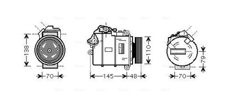 Компресор кондиціонера BMW 5 E60 (05-), 7 E65 (05-) 2.0TD, 4.4D AVA AVA COOLING BWAK317