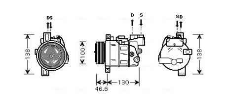 AVA BMW Компресор кондиціонера 1 (E87) 04-, 3 (E90) 04-, 3 Touring (E91) 04- AVA COOLING BWAK319