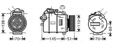 AVA BMW Компресор кондиціонера 3 (E90) 05-, 5 (E60) 04- AVA COOLING BWAK384